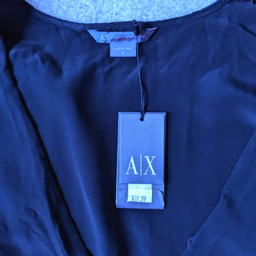 A/X Armani Exchange black silk v neck romper NWT size 8 - Picture 3 of 5